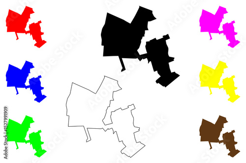 Shahriar city (Islamic Republic of Iran, Persia, IRI, Tehran province) map vector illustration, scribble sketch Shahriar map