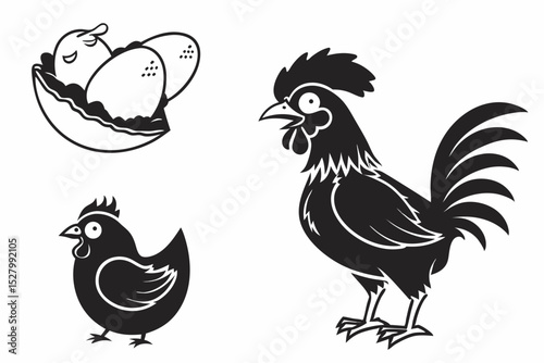 rooster and hen
