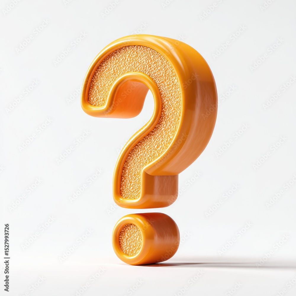 Naklejka premium Bright, orange question mark with textured surface