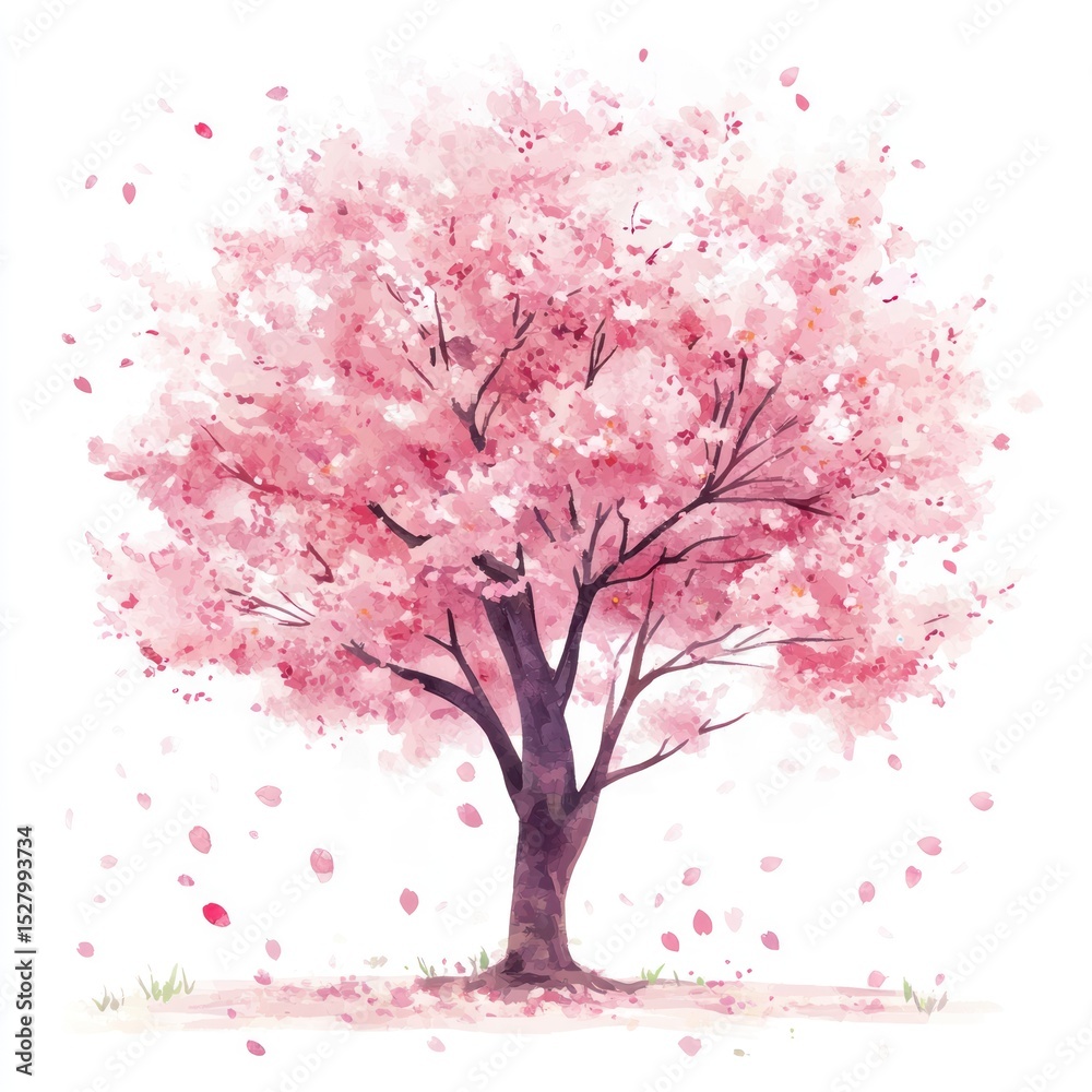 Fototapeta premium Cherry blossom tree illustration
