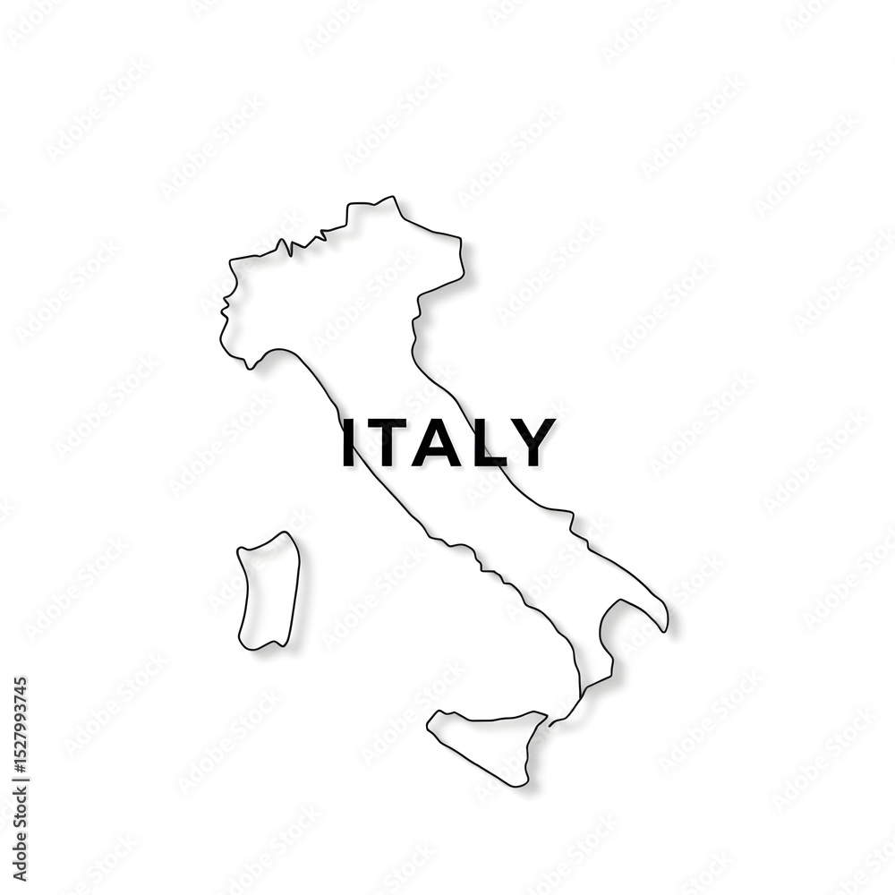 Fototapeta premium Clean, minimalist outline map of Italy, ideal for geography, travel, and educational designs.