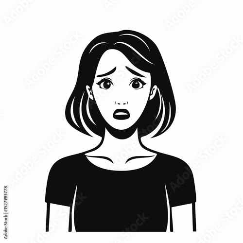 Sad woman face vector icon