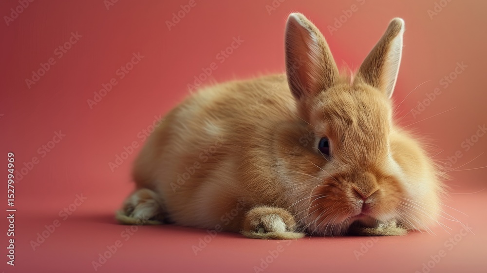 Obraz premium Orange Rabbit on Pink Background