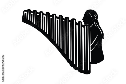 side silhouette of a pan flute.eps