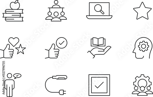 Education, Learning, Knowledge, and Success A Collection of Vector Icons for Online Courses, E-Learning Platforms, and Educational Websites