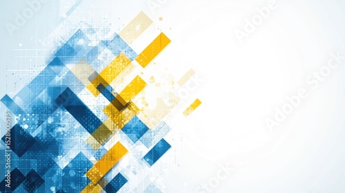 Abstract graphic design with intersecting shapes and colors.