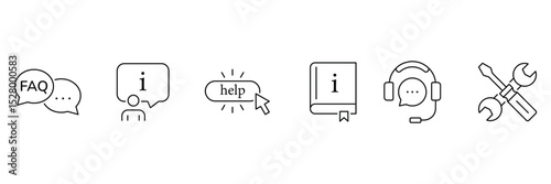 Helpdesk support information knowledge communication assistance repair guide tools headset click speech bubble icon vector illustration.