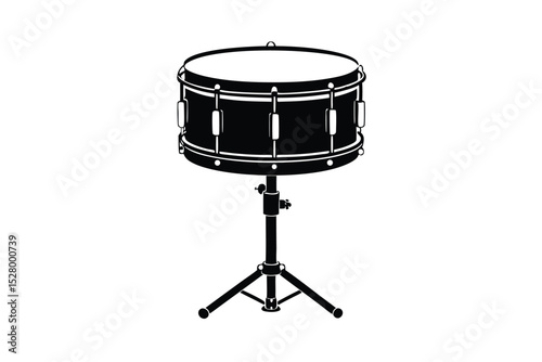 silhouette of a snare drum on a stand.eps