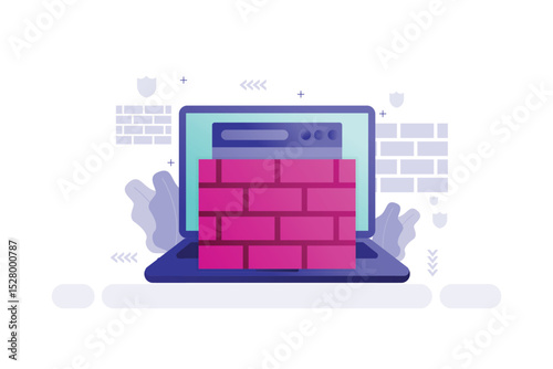 Vector Illustration of firewall protection concept