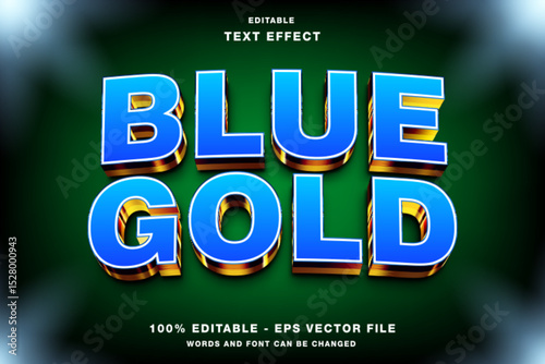 Blue Gold 3d Editable Text Effect Template Style Premium Vector