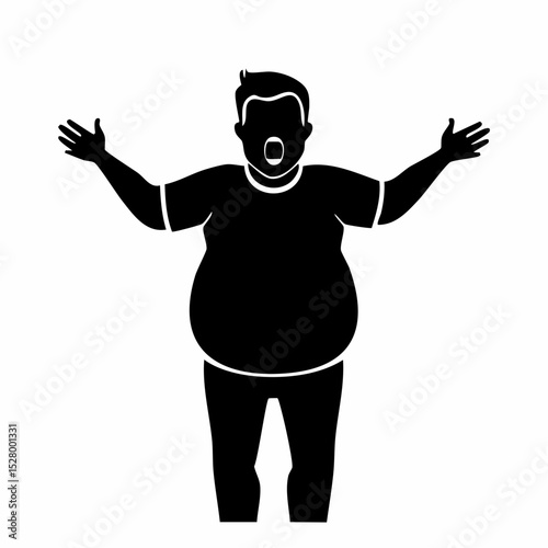 Shocked and surprised overweight fat person icon