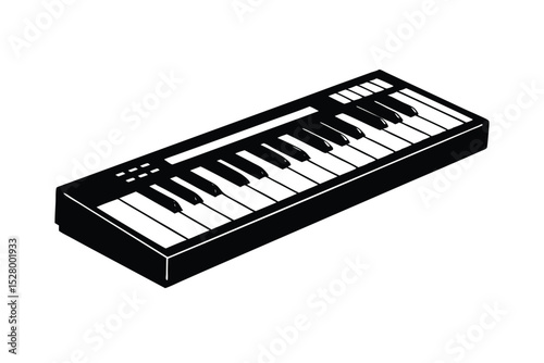 silhouette of an electric keyboard with knobs.eps
