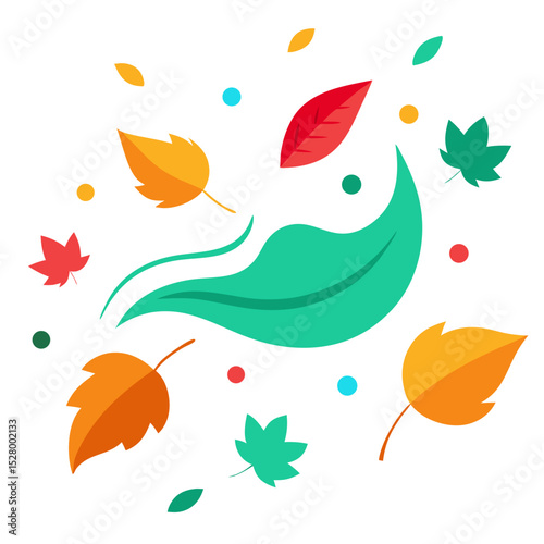 Colorful autumn leaves falling design element
