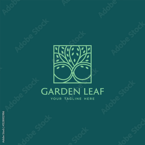 Leaf Flower Tree mono line logo