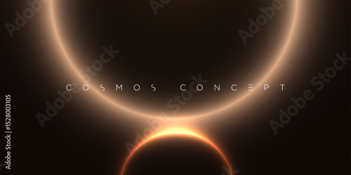 Futuristic abstract vector with a large glowing arc and emerging light source, evoking a cosmic sunrise. Ideal for sci-fi branding, tech visuals, digital art, and modern luxury-themed compositions.