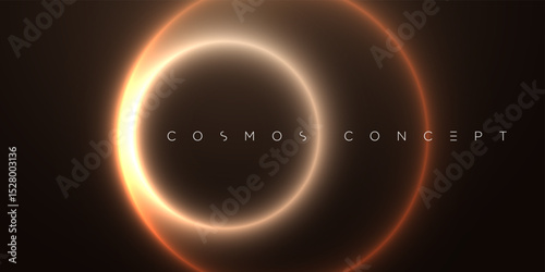 Abstract cosmic vector featuring a glowing circular core radiating soft light on a dark background. Perfect for futuristic branding, sci-fi concepts, digital design, and luxury-themed visual content.