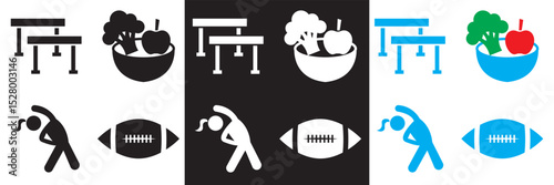 Healthy Lifestyle  Icon . Nutrition, exercise, wellness, sleep, yoga, meditation, heart rate, gym,  fitness, health monitoring etc icons. Vector for websites, mobile interfaces,  banner etc. EPS 10