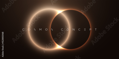 Abstract vector background with twin glowing circles representing a binary eclipse. Soft light, deep shadows, and cosmic symmetry make it ideal for sci-fi themes, branding, and digital compositions.