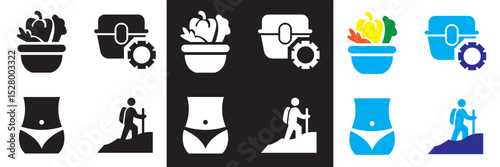 Healthy Lifestyle  Icon . Nutrition, exercise, wellness, sleep, yoga, meditation, heart rate, gym,  fitness, health monitoring etc icons. Vector for websites, mobile interfaces,  banner etc. EPS 10