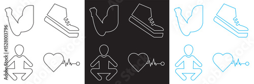Healthy Lifestyle  Icon . Nutrition, exercise, wellness, sleep, yoga, meditation, heart rate, gym,  fitness, health monitoring etc icons. Vector for websites, mobile interfaces,  banner etc. EPS 10