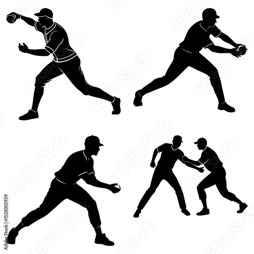 Collection of four stylized black scorpions with detailed exoskeletons and prominent pincers isolated