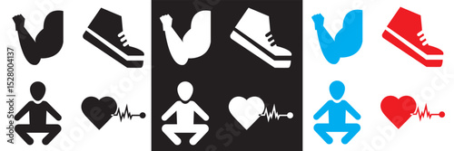 Healthy Lifestyle  Icon . Nutrition, exercise, wellness, sleep, yoga, meditation, heart rate, gym,  fitness, health monitoring etc icons. Vector for websites, mobile interfaces,  banner etc. EPS 10