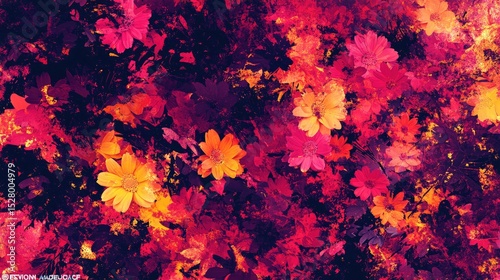 Vibrant floral design with rich color palette.
