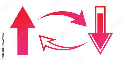 Arrow red gradient set. Vector.