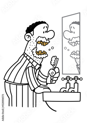 Cartoon Thought Bubble of Man Wanting More Ice Cream