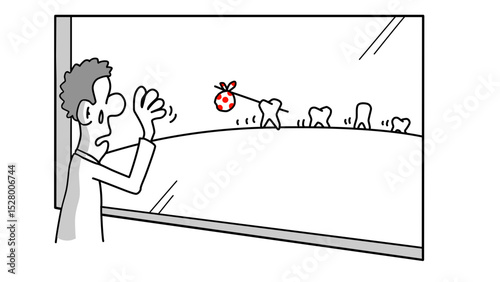 A dentist say goodbye to his teeth concept sktech  for dentist