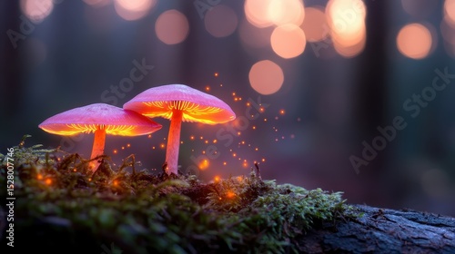 Wallpaper Mural A mystical scene of glowing mushrooms in an enchanted forest setting, igniting the imagination and evoking a sense of wonder and magic found in nature's hidden realms. Torontodigital.ca