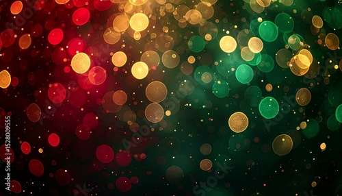 Red, Green, and Gold Bokeh Lights