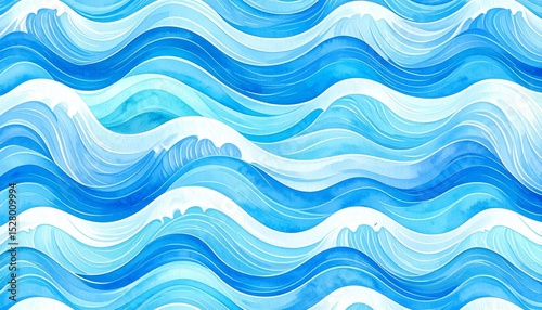 Watercolor Ocean Waves Pattern