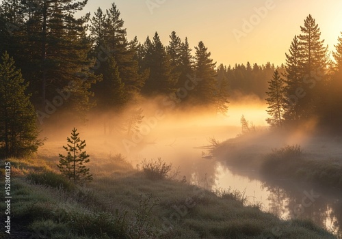 morning mist in the forest