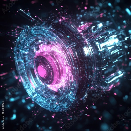 Cyberpunk Engine, Futuristic Technology Abstract