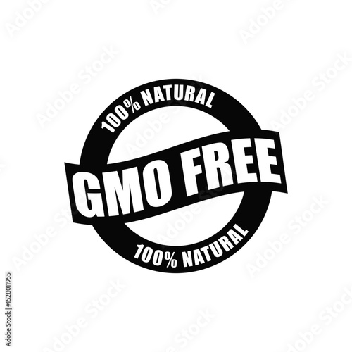 Natural GMO Free Black Vector Icon.