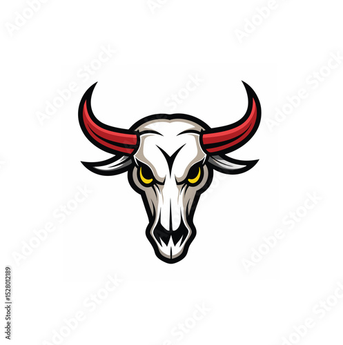 Bull Skull Vector Icon Isolated on White Background