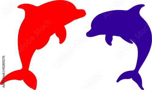 dolphin silhouette in colour isolated on white vector illustration design art 