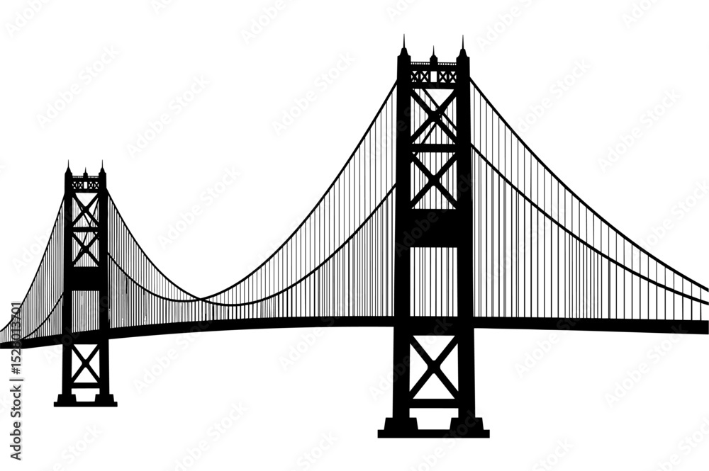 Fototapeta premium vector illustration of golden gate bridge is isolated on white background