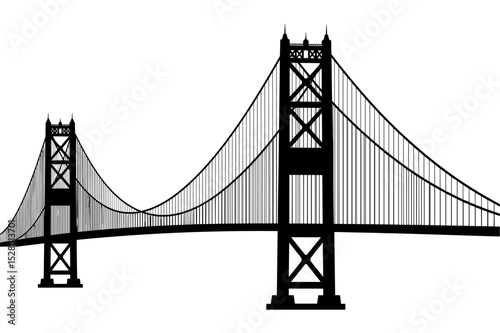 vector illustration of golden gate bridge is isolated on white background
