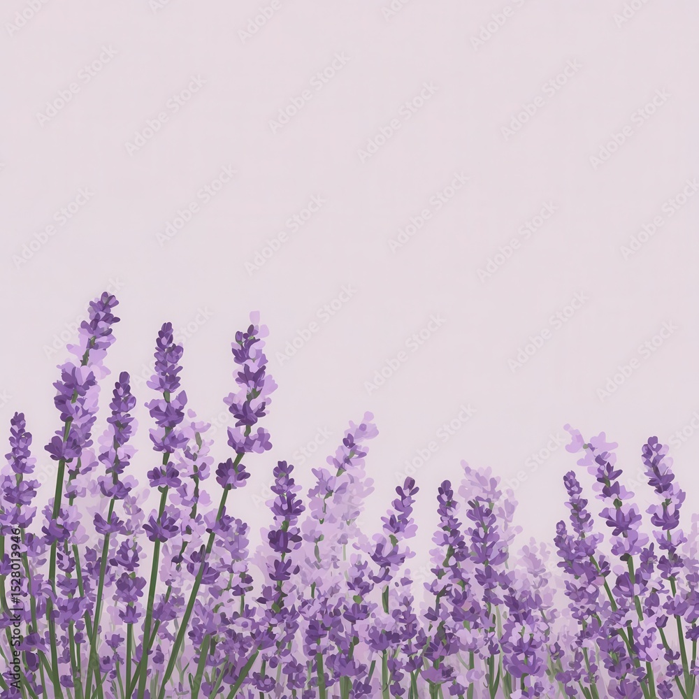 Naklejka premium Lavender sprigs against a pale background.