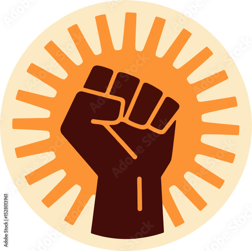 Empowered Raised Fist with Radiating Light – Icon of Strength, Unity, and Protest