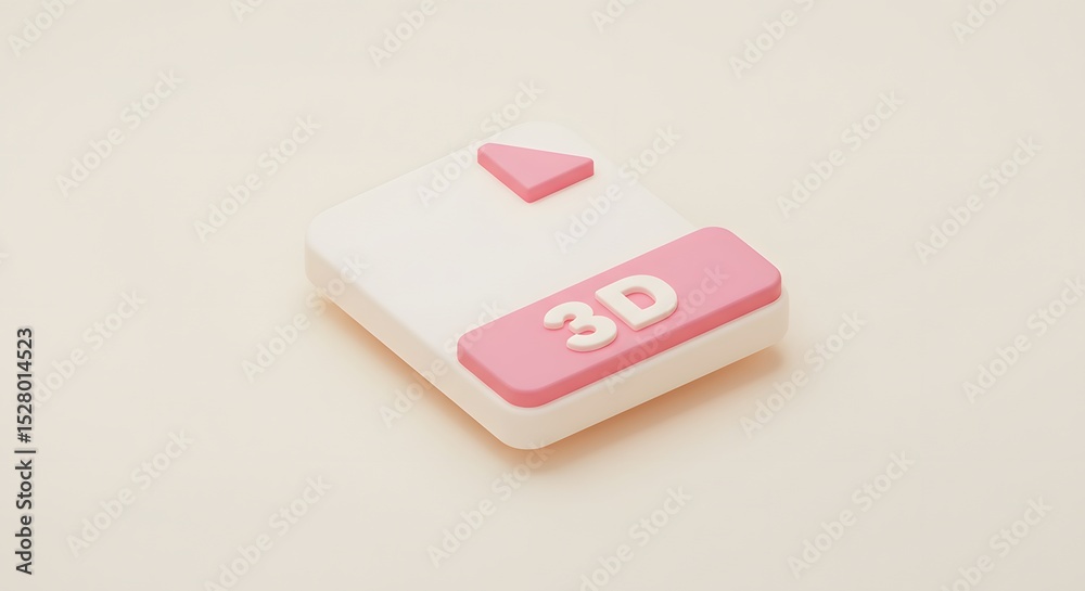 Minimalist 3D Render of a Pink and White 3D Icon on a Beige Background: Modern Digital Design Element Minimalist 3D Render of a Pink and White 3D Icon on a Beige Background: Modern Digital Design Element