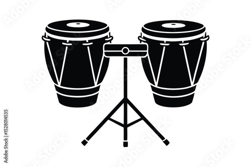 vector of conga drums on a stand.eps