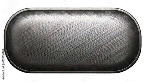 A silver button with a rough texture. It is a button that is not shiny and has a rough surface