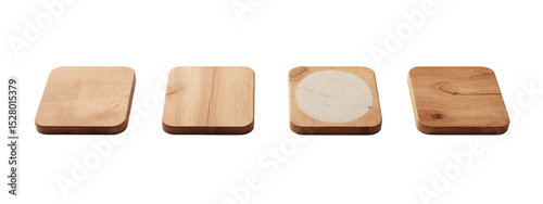 A set of four square wooden coasters