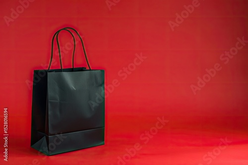 Premium Quality Image of Black Friday Sales Paper Bag on Red Background