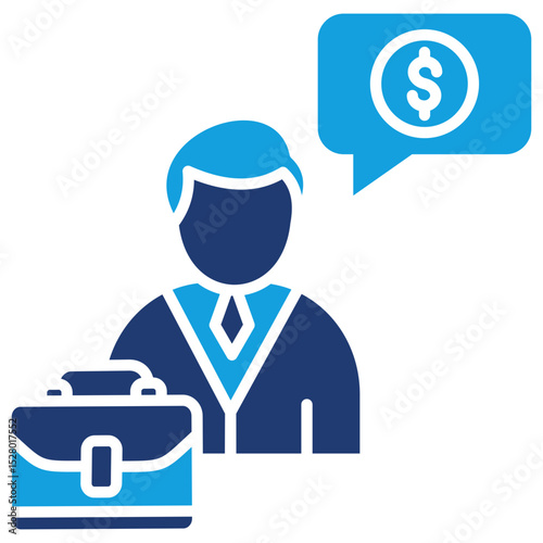 Financial Advisor Flat Blue Icon