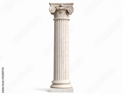 Roman Corininthian Ancient Greek column isolated on a white background 