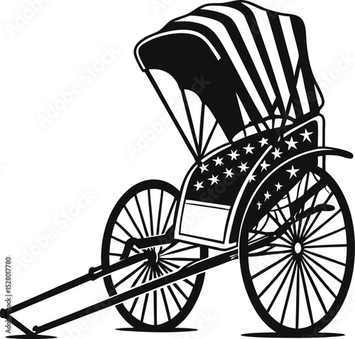 Here are a few options for your image description, keeping it concise and avoiding colons or links:

Option 1: Vintage transportation silhouettes including a carriage, wheelchair, and bicycle with whe